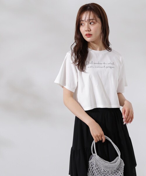 PROPORTION BODY DRESSING（プロポーションボディドレッシング）の「ショート丈ロゴＴシャツ（Tシャツ/カットソー・レディース・ホワイト系その他/ピンク・FREE）」の11枚目の写真