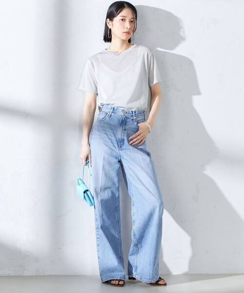 SHIPS(シップス)の「〈手洗い可能〉シアー ラメ クルーネック カットソー(Tシャツ/カットソー・レディース・シルバー/ブラック・ONE SIZE)」の14枚目の写真