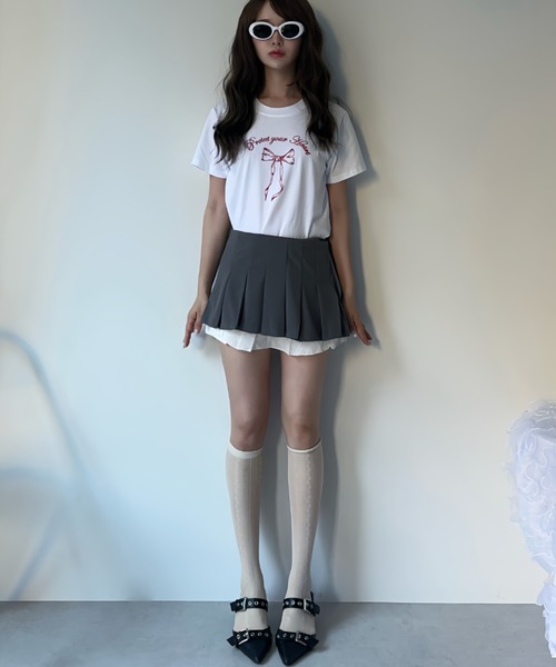 MAINLYTRULY（メインリィトゥルリィ）の「レイヤード プリーツ ミニスカート（スカート・レディース・グレー・S）」の2枚目の写真