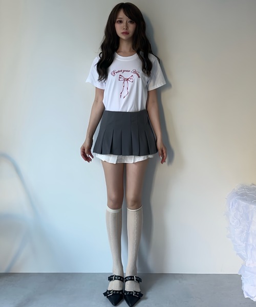 MAINLYTRULY（メインリィトゥルリィ）の「レイヤード プリーツ ミニスカート（スカート・レディース・グレー・S）」の3枚目の写真