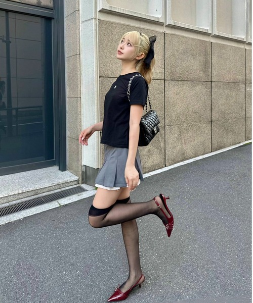 MAINLYTRULY（メインリィトゥルリィ）の「レイヤード プリーツ ミニスカート（スカート・レディース・グレー・S）」の6枚目の写真