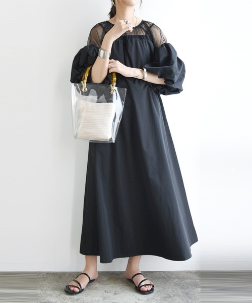 タフタ×チュールドッキングワンピース（ワンピース）｜No one knows
