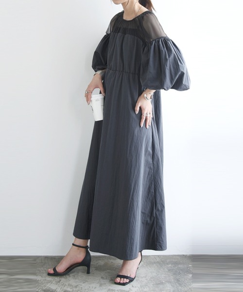 タフタ×チュールドッキングワンピース（ワンピース）｜No one knows