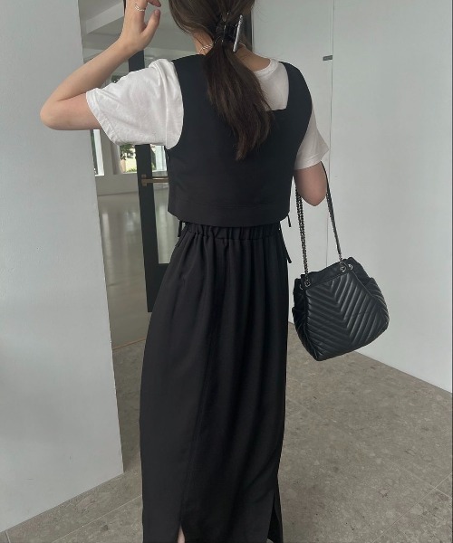 ウィルフリーチャコールワンピース　新品、未使用 タグ付き WILLFULLY（ウィルフリー）の「georgette removal stitch work