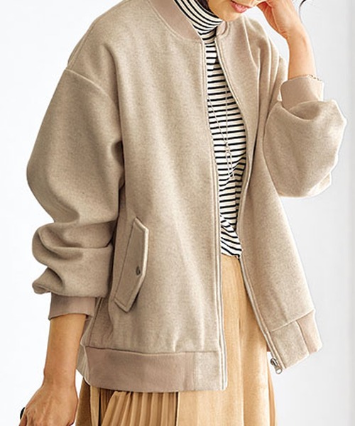 セール】ウール調素材リブ切替ブルゾン（ブルゾン）｜BELLUNA