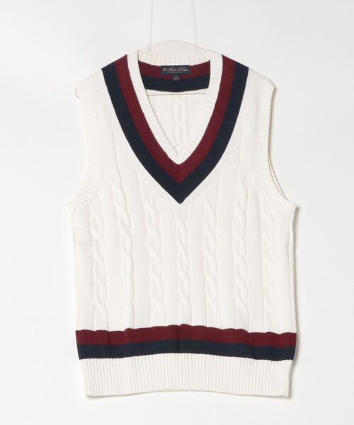 BROOKS BROTHERS（ブルックスブラザーズ）の「スーピマコットン Vネック テニスベスト（ベスト・メンズ・ホワイト・MEDIUM/LARGE）」の3枚目の写真
