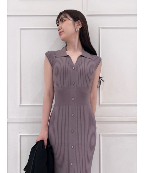 美品 SNIDEL スナイデル ノースリフロントボタンニットワンピース ノースリーブフロントボタンニットワンピース(マキシ・ロング