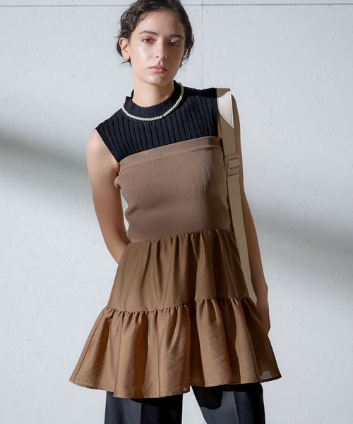 Andemiu（アンデミュウ）の「【洗えるUV】ワイドリブノースリーブニット136144（ニット/セーター・レディース・ホワイト/ブラック/イエロー/パープル・FREE）」の3枚目の写真