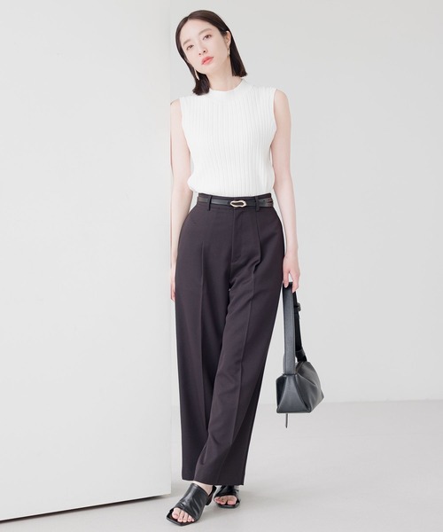 Andemiu（アンデミュウ）の「【洗えるUV】ワイドリブノースリーブニット136144（ニット/セーター・レディース・ホワイト/ブラック/イエロー/パープル・FREE）」の5枚目の写真