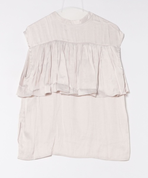 saloon（サルーン）の「SALOON(サルーン)/シルキーサテンレイヤーブラウス【手洗い可】（シャツ/ブラウス・レディース・ブルー/ネイビー/アイボリー・FREE）」の4枚目の写真