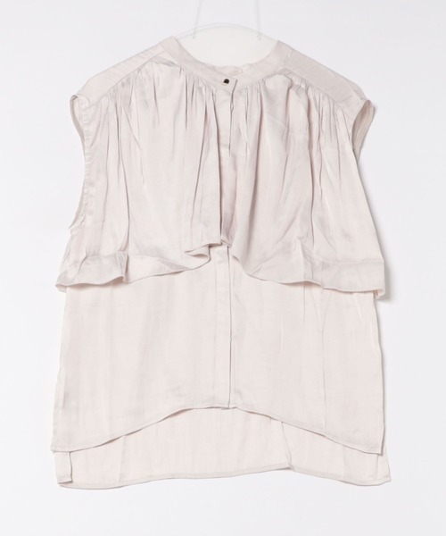 saloon（サルーン）の「SALOON(サルーン)/シルキーサテンレイヤーブラウス【手洗い可】（シャツ/ブラウス・レディース・ブルー/ネイビー/アイボリー・FREE）」の5枚目の写真
