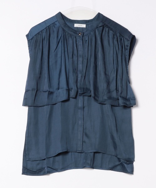 saloon（サルーン）の「SALOON(サルーン)/シルキーサテンレイヤーブラウス【手洗い可】（シャツ/ブラウス・レディース・ブルー/ネイビー/アイボリー・FREE）」の7枚目の写真