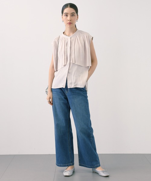 saloon（サルーン）の「SALOON(サルーン)/シルキーサテンレイヤーブラウス【手洗い可】（シャツ/ブラウス・レディース・ブルー/ネイビー/アイボリー・FREE）」の16枚目の写真