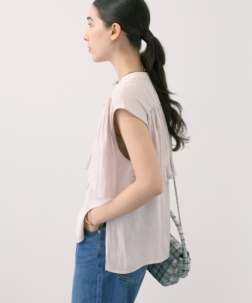 saloon（サルーン）の「SALOON(サルーン)/シルキーサテンレイヤーブラウス【手洗い可】（シャツ/ブラウス・レディース・ブルー/ネイビー/アイボリー・FREE）」の21枚目の写真