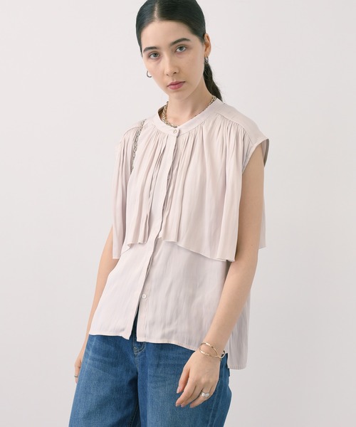 saloon（サルーン）の「SALOON(サルーン)/シルキーサテンレイヤーブラウス【手洗い可】（シャツ/ブラウス・レディース・ブルー/ネイビー/アイボリー・FREE）」の22枚目の写真