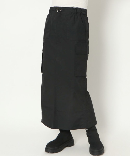GORGE（ゴージ）の「《ドロスト×ポケット》レディース ロングカーゴスカート ミリタリー風 ストリート 春夏秋冬（スカート・レディース・ブラック/カーキ/チャコールグレー・F）」の2枚目の写真
