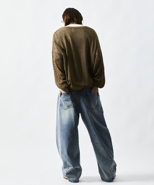 FREAK’S STORE/フリークスストア ワイドシルエット カーブ デニムパンツ/ダメージ加工（デニムパンツ）｜FREAK'S STORE（フリークスストア）