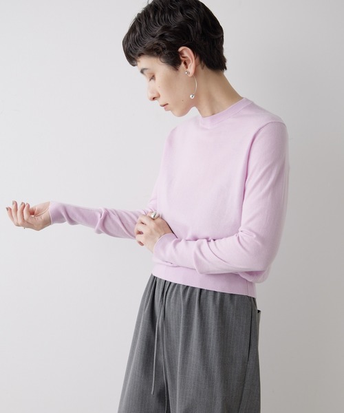 Whim Gazette ケーブル編みピンクセーター Whim Gazette(ウィム ガゼット)のハンドケーブルプルオーバー通販