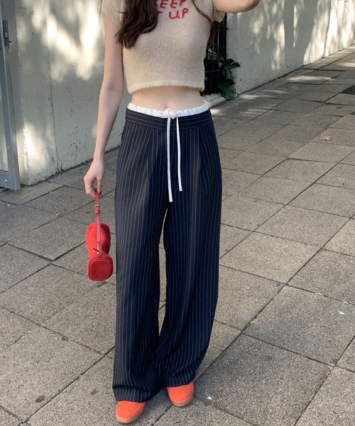 HALEY PESCA（ヘーリーペスカ）の「HALEY PESCA/ダブルウエスト　イージースラックス（スラックス・レディース・グレー/ネイビー・FREE/SMALL/MEDIUM）」の4枚目の写真