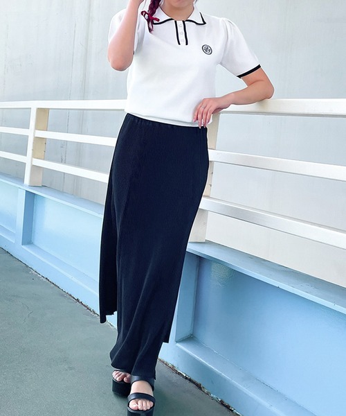 セール】《配色ポロニット》レディース 半袖プルオーバー ワンポイント