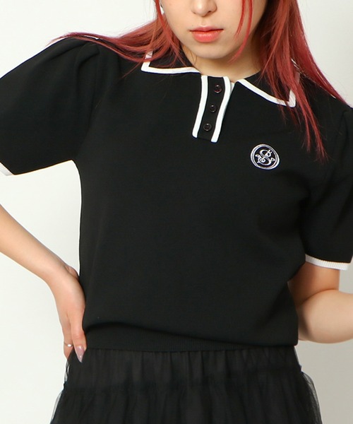 セール】《配色ポロニット》レディース 半袖プルオーバー ワンポイント
