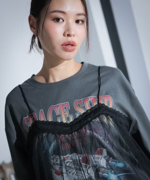 レイヤードカットロンTEE セール】PBLIM/チュールレイヤードロンT（Tシャツ/カットソー