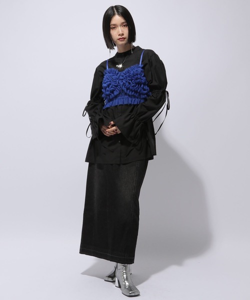 HARE（ハレ）の「【WEB/一部店舗限定】2Pチュールビスチェ＊2WAYシャツ(HARE)（シャツ/ブラウス・レディース・ホワイト×ブラック/チャコールグレー/ブラック×ブルー・FREE）」の7枚目の写真