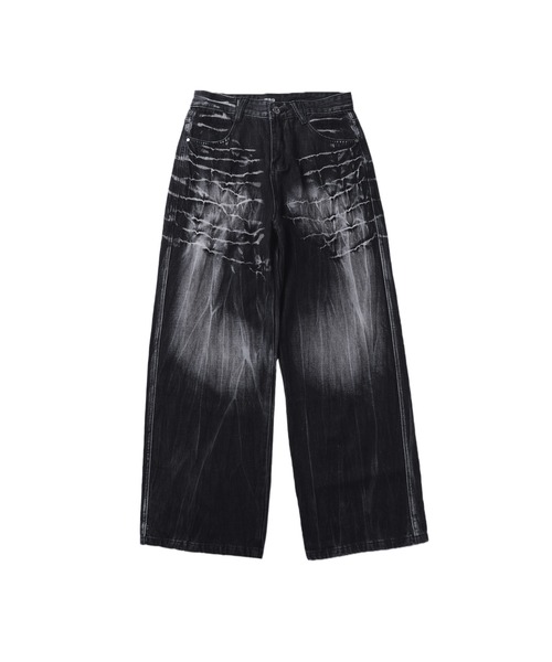 MSG/ヴィンテージ加工ワイドストレートバギーフィットブラストデニム（デニムパンツ）｜MSG（エムエスジー）
