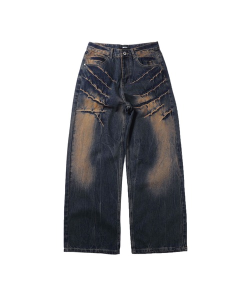 MSG/ヴィンテージ加工ワイドストレートバギーフィットブラストデニム（デニムパンツ）｜MSG（エムエスジー）