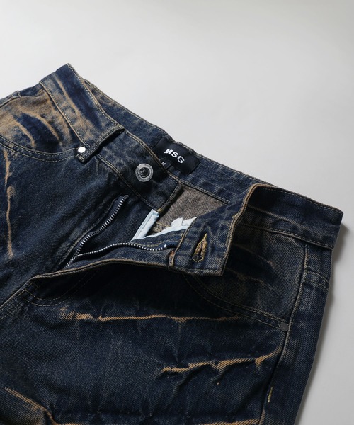 MSG/ヴィンテージ加工ワイドストレートバギーフィットブラストデニム（デニムパンツ）｜MSG（エムエスジー）