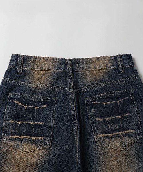 MSG/ヴィンテージ加工ワイドストレートバギーフィットブラストデニム（デニムパンツ）｜MSG（エムエスジー）