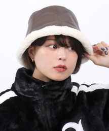 Lee（リー）の「Lee（リー）MOUTON LIKE TULIP HAT/フェイクレザーバケットハット メンズ レディース ユニセックス/PU/合皮（ハット）」