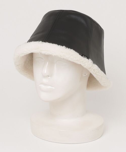 Lee(リー)の「Lee(リー)MOUTON LIKE TULIP HAT/フェイクレザーバケットハット メンズ レディース ユニセックス/PU/合皮(ハット・レディース・ブラック/ブラック×ホワイト/ブラウン/ベージュ・FREE)」の14枚目の写真
