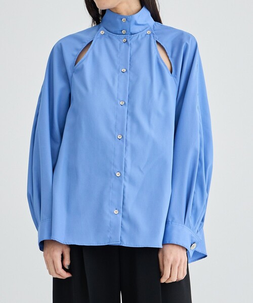 IHNN(イン)の「【IHNN/イン】RAGLAN SLIT BLOUSE/ラグランスリットブラウス(シャツ/ブラウス・レディース・ホワイト/ライトブルー・36)」の2枚目の写真