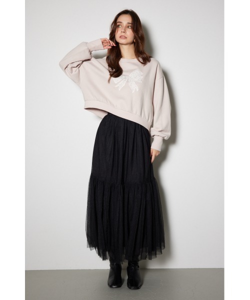 rienda(リエンダ)の「レースリボンモチーフスウェットトップス 春服 秋服 トレーナー(スウェット・レディース・ブラック/グレー/ピンク・FREE)」の7枚目の写真