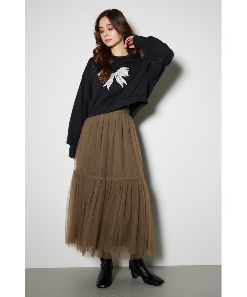 rienda(リエンダ)の「レースリボンモチーフスウェットトップス 春服 秋服 トレーナー(スウェット・レディース・ブラック/グレー/ピンク・FREE)」の11枚目の写真
