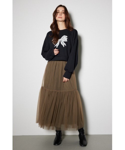rienda(リエンダ)の「レースリボンモチーフスウェットトップス 春服 秋服 トレーナー(スウェット・レディース・ブラック/グレー/ピンク・FREE)」の12枚目の写真