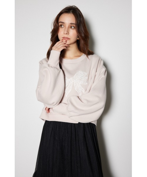 rienda(リエンダ)の「レースリボンモチーフスウェットトップス 春服 秋服 トレーナー(スウェット・レディース・ブラック/グレー/ピンク・FREE)」の5枚目の写真
