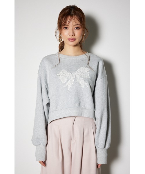 rienda(リエンダ)の「レースリボンモチーフスウェットトップス 春服 秋服 トレーナー(スウェット・レディース・ブラック/グレー/ピンク・FREE)」の21枚目の写真