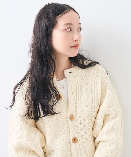 FREAK'S STORE(フリークスストア)の「フィッシャーマンニットショート2WAYカーディガン(ニット/セーター・レディース・オフホワイト/ベージュ/レッド・フリ-)」の5枚目の写真