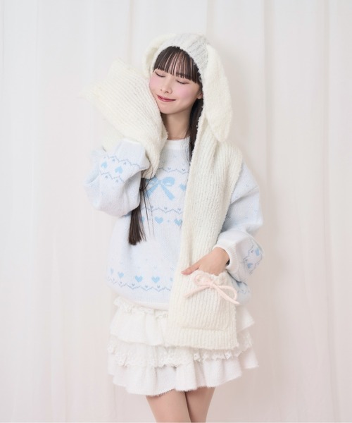 Honey Cinnamon(ハニーシナモン)の「みみ付きマフラー(マフラー・レディース・ブラック/ホワイト系その他/ピンク/ホワイト系その他2・FREE)」の22枚目の写真