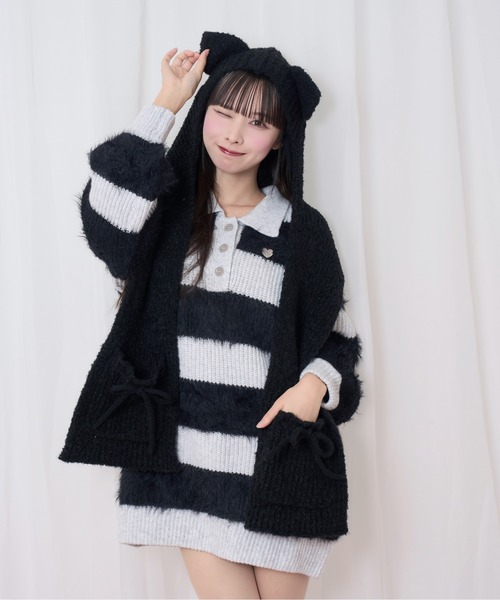 Honey Cinnamon(ハニーシナモン)の「みみ付きマフラー(マフラー・レディース・ブラック/ホワイト系その他/ピンク/ホワイト系その他2・FREE)」の15枚目の写真