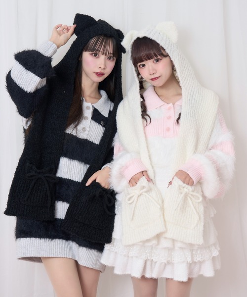 Honey Cinnamon(ハニーシナモン)の「みみ付きマフラー(マフラー・レディース・ブラック/ホワイト系その他/ピンク/ホワイト系その他2・FREE)」の17枚目の写真