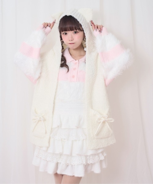 Honey Cinnamon(ハニーシナモン)の「みみ付きマフラー(マフラー・レディース・ブラック/ホワイト系その他/ピンク/ホワイト系その他2・FREE)」の19枚目の写真