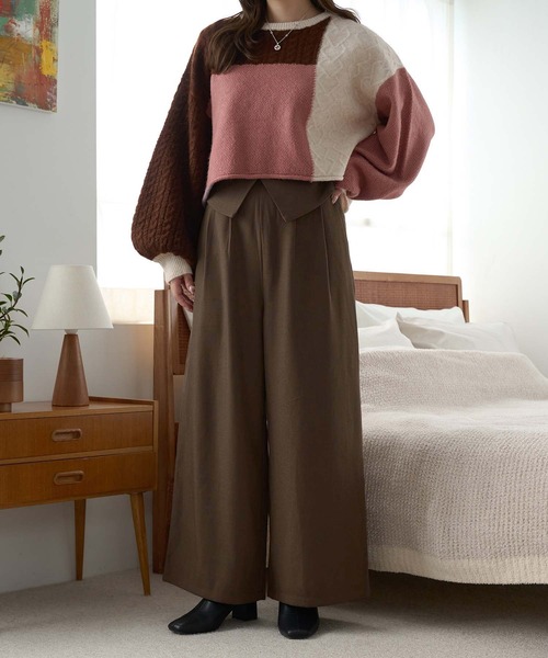 Ambre Neige(アンブルネージュ)の「パッチワークケーブルニット/WEB/EC限定商品(ニット/セーター・レディース・グレー系その他/ピンク系その他・FREE)」の18枚目の写真
