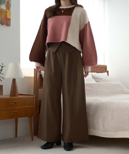 Ambre Neige(アンブルネージュ)の「パッチワークケーブルニット/WEB/EC限定商品(ニット/セーター・レディース・グレー系その他/ピンク系その他・FREE)」の19枚目の写真