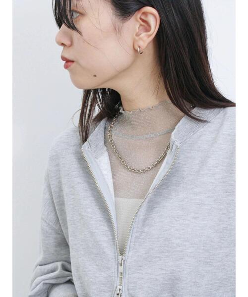 Samansa Mos2 blue（サマンサモスモスブルー）の「ラメチュールハイネックプルオーバー（Tシャツ/カットソー・レディース・キナリ/グレー/チャコールグレー・F）」の6枚目の写真