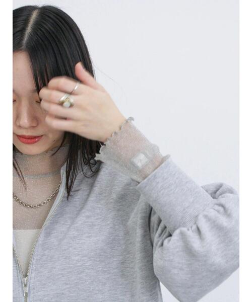 Samansa Mos2 blue（サマンサモスモスブルー）の「ラメチュールハイネックプルオーバー（Tシャツ/カットソー・レディース・キナリ/グレー/チャコールグレー・F）」の7枚目の写真