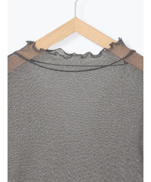 Samansa Mos2 blue（サマンサモスモスブルー）の「ラメチュールハイネックプルオーバー（Tシャツ/カットソー・レディース・キナリ/グレー/チャコールグレー・F）」の19枚目の写真