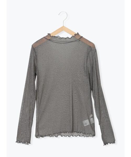 Samansa Mos2 blue（サマンサモスモスブルー）の「ラメチュールハイネックプルオーバー（Tシャツ/カットソー・レディース・キナリ/グレー/チャコールグレー・F）」の13枚目の写真